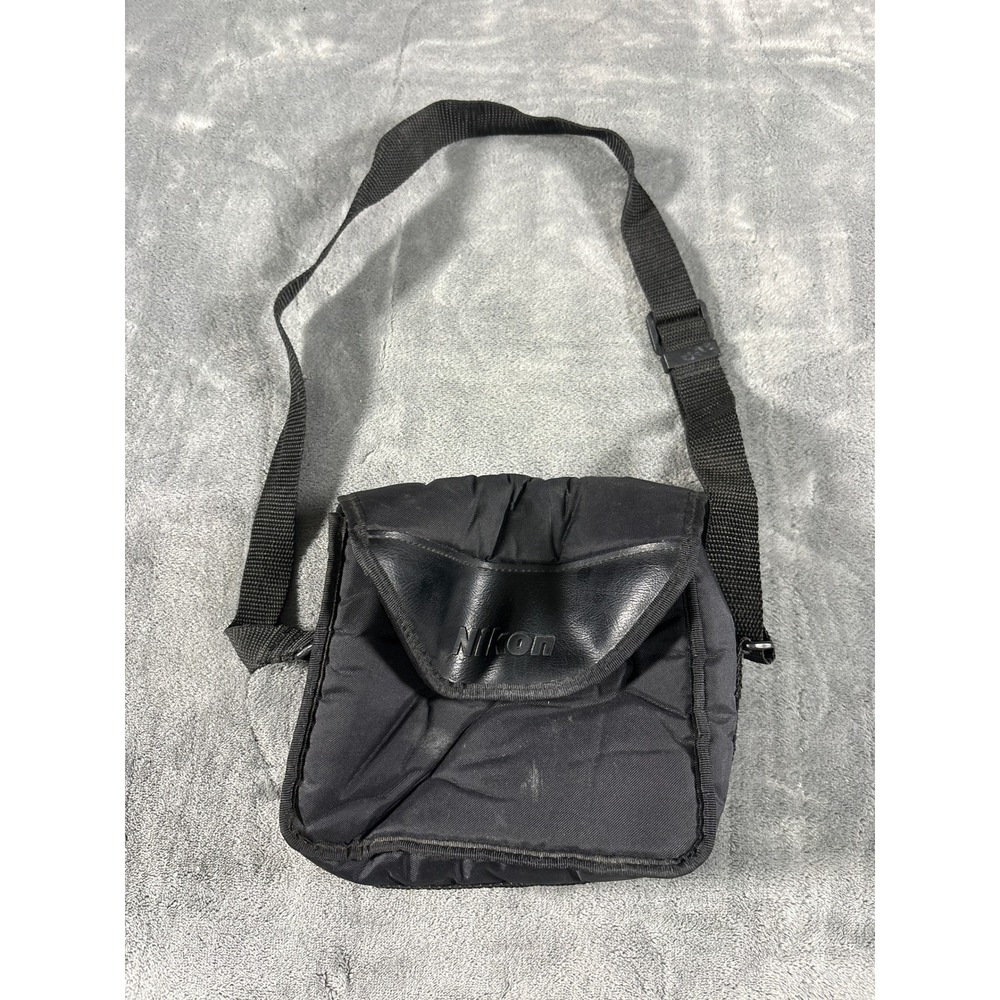 Nikon Unisex Padded Camera Shoulder Bag OS Black Embossed Logo Strap